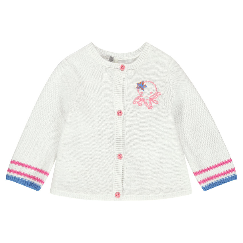 Gilet en coton avec poulpe brodé et rayures fantaisie 