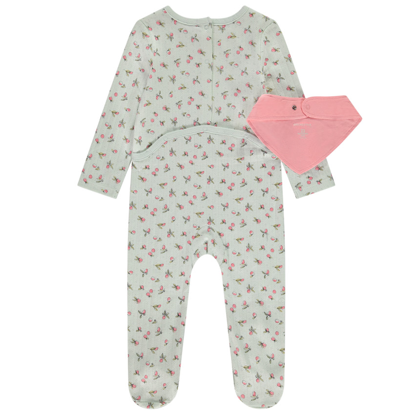 Σετ φορμάκι με print + σαλιάρα στυλ μπαντάνα για bebe κορίτσι με διαφορετικά ανοίγματα ανάλογα με την ηλικία 