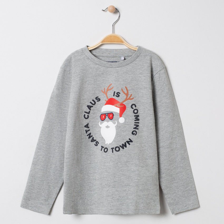 T-shirt manches longues print père Noël Main T-shirt manches longues print père Noël