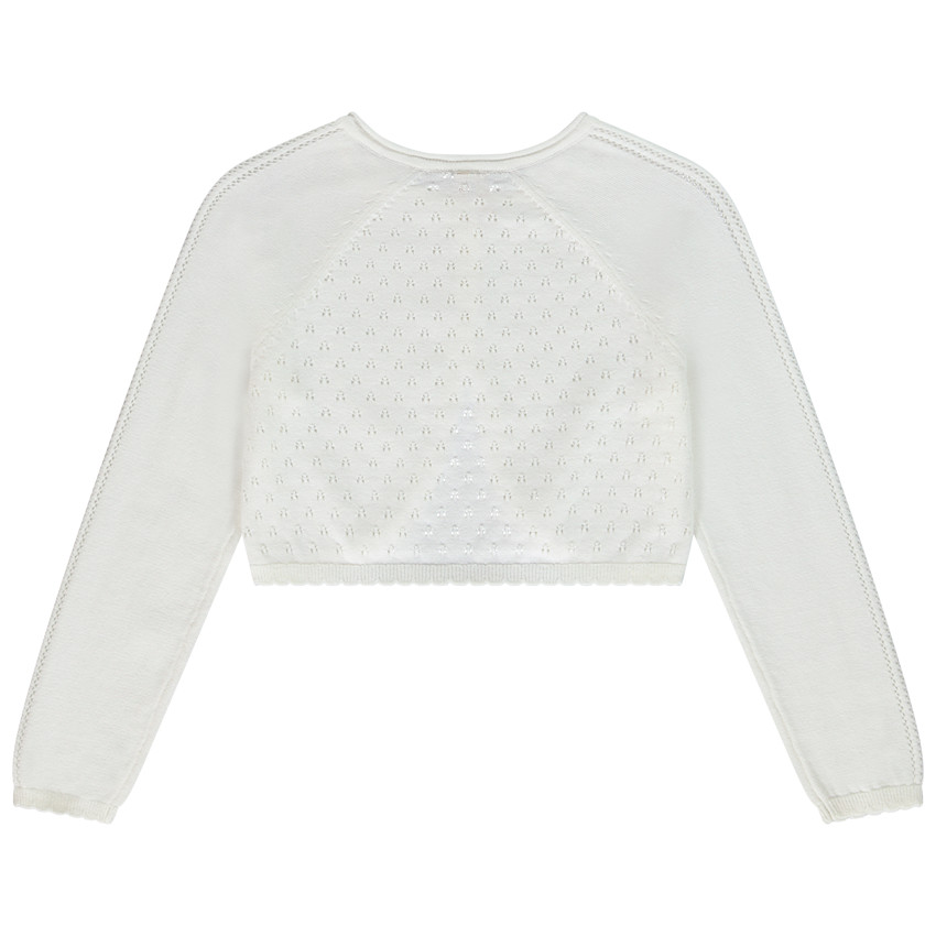 Ζακέτα μπολερό πλεκτό με αζούρ για κορίτσι 