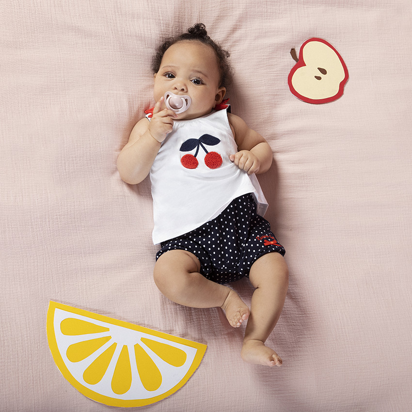 Combi από οργανικό βαμβάκι και σχέδιο κερασάκι 