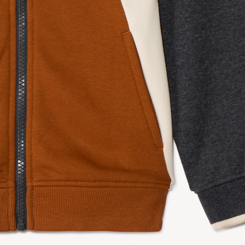 Ζακέτα μακρυμάνικη molleton με κουκούλα και effet colorblock για αγόρι 