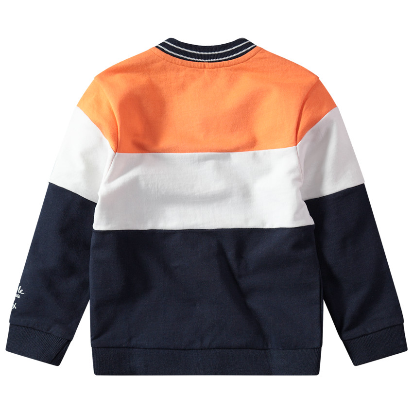 Τρίχρωμη φανελένια ζακέτα με διακοσμητικές στάμπες 