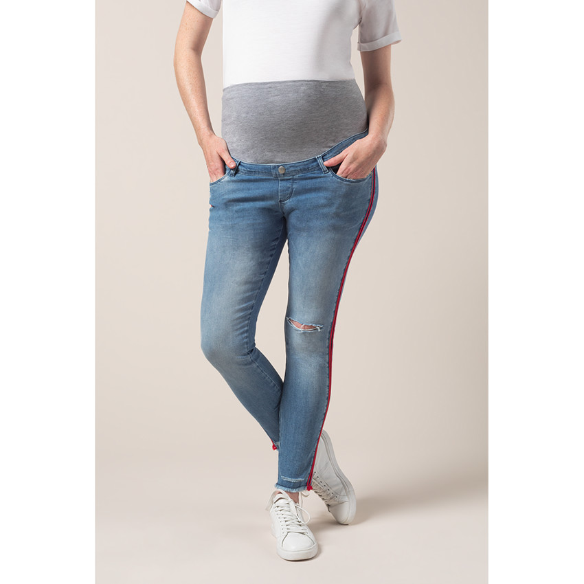 Τζιν εγκυμοσύνης με used όψη και λωρίδες στα πλάγια 