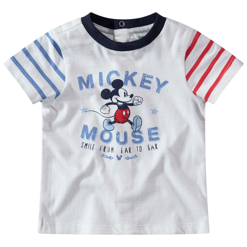 Κοντομάνικη μπλούζα με στάμπα Μίκυ της Disney και ριγέ μανίκια  Additional Κοντομάνικη μπλούζα με στάμπα Μίκυ της Disney και ριγέ μανίκια