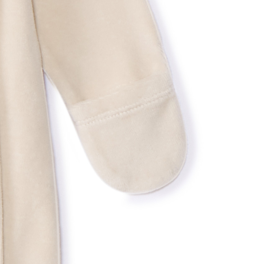 Φορμάκι βελουτέ μονόχρωμο με κέντημα φύλλα για μωρό 