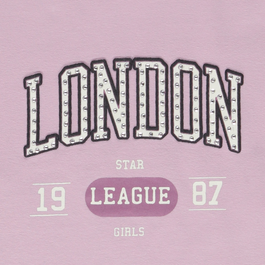 T-shirt μακρυμάνικο από jersey με print και strass για κορίτσι 