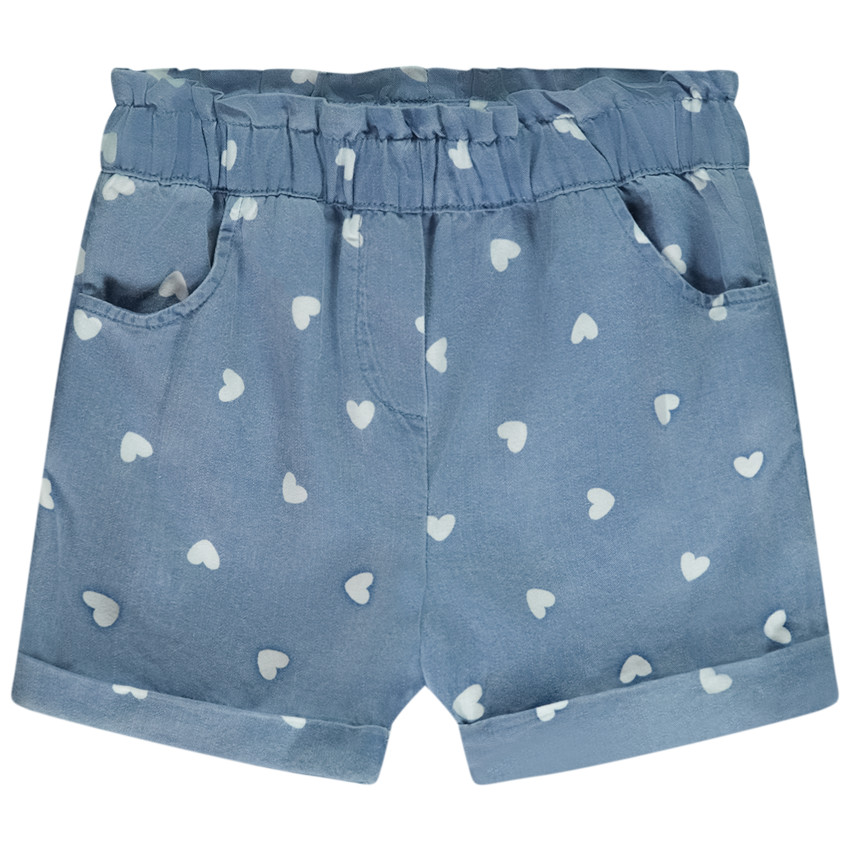 Σορτς υφασμάτινο με σχέδιο καρδιές για bebe κορίτσι 