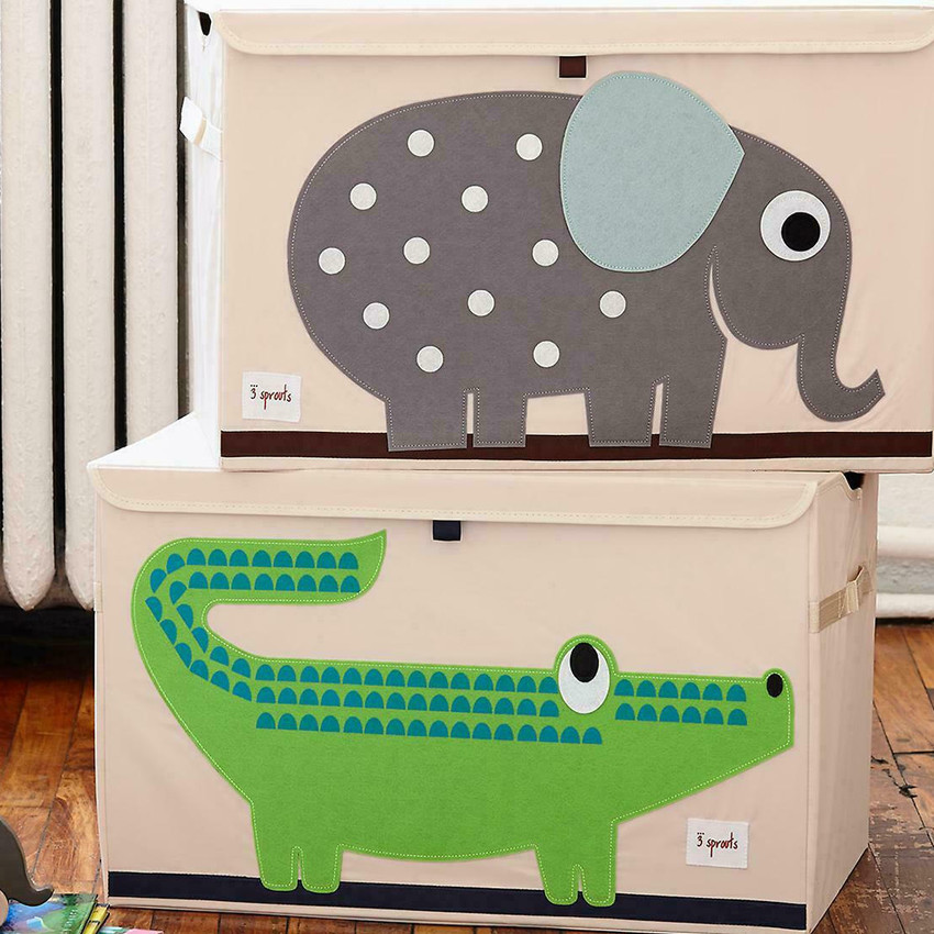 3 sprouts Καλάθι Για Παιχνίδια Με Καπάκι Elephant Gray 