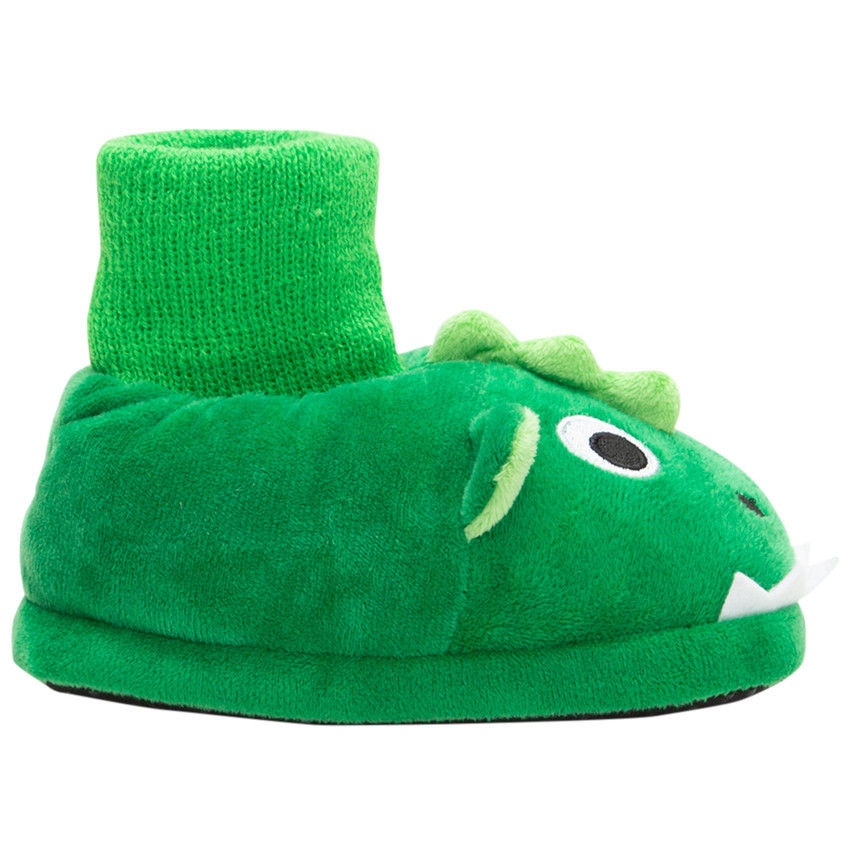 Chaussons peluche dinosaure à détails brodés  
