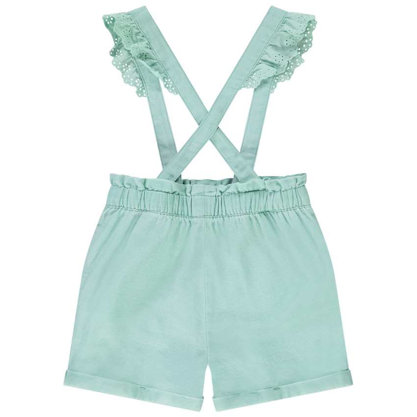 Σορτς με τιράντες και βολάν από δαντέλα για bebe κορίτσι 