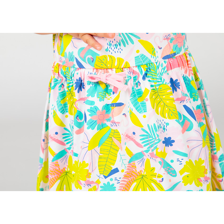 Robe manches courtes imprimé tropical pour bébé fille 