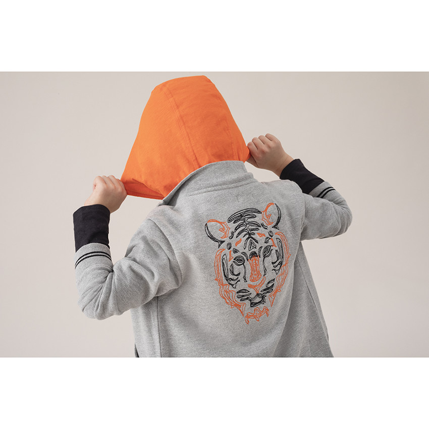 Φανελένια ζακέτα σε γκρι μελανζέ με σήματα και τσέπες  Additional Φανελένια ζακέτα σε γκρι μελανζέ με σήματα και τσέπες