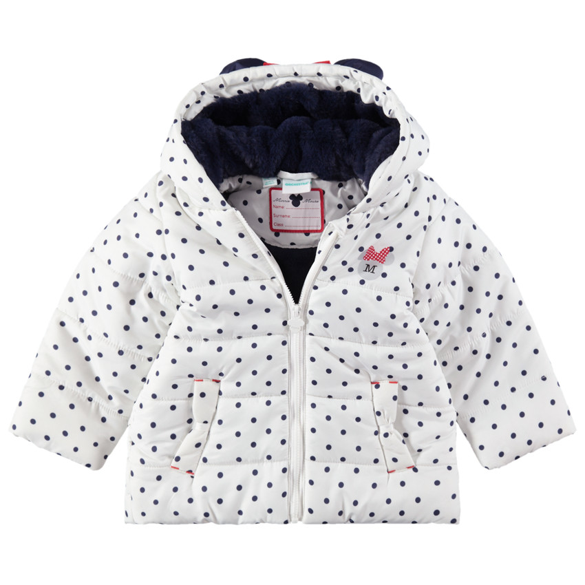 Καπιτονέ μπουφάν με πουά, επένδυση sherpa και ανάγλυφα αυτάκια Μίνι της ©Disney  