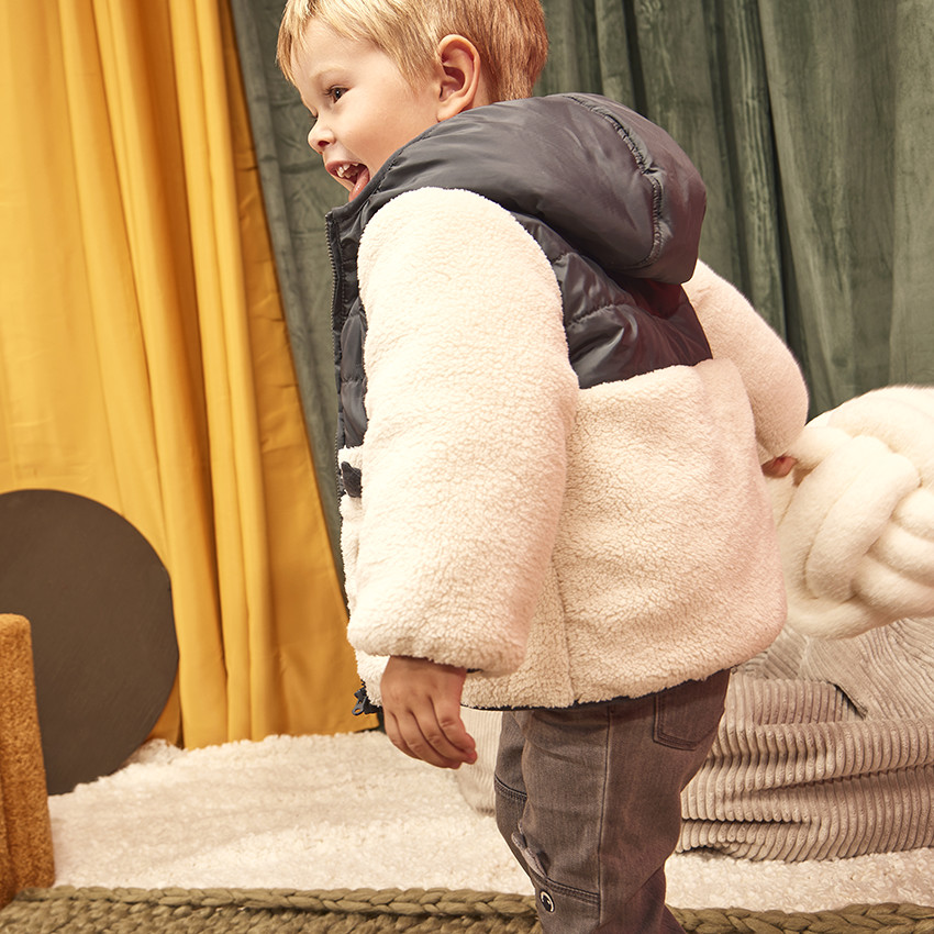 Ζακέτα με κουκούλα, ludique δεινόσαυρος bi-matière για bebe αγόρι 