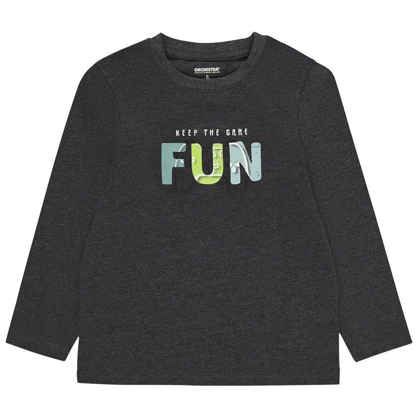 T-shirt μακρυμάνικο φαντασίας με κέντημα για αγόρι 