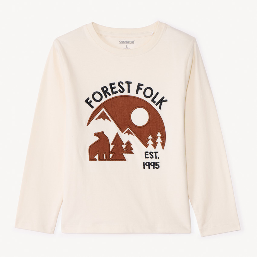 T-shirt manches longues à patchs ours pour garçon 