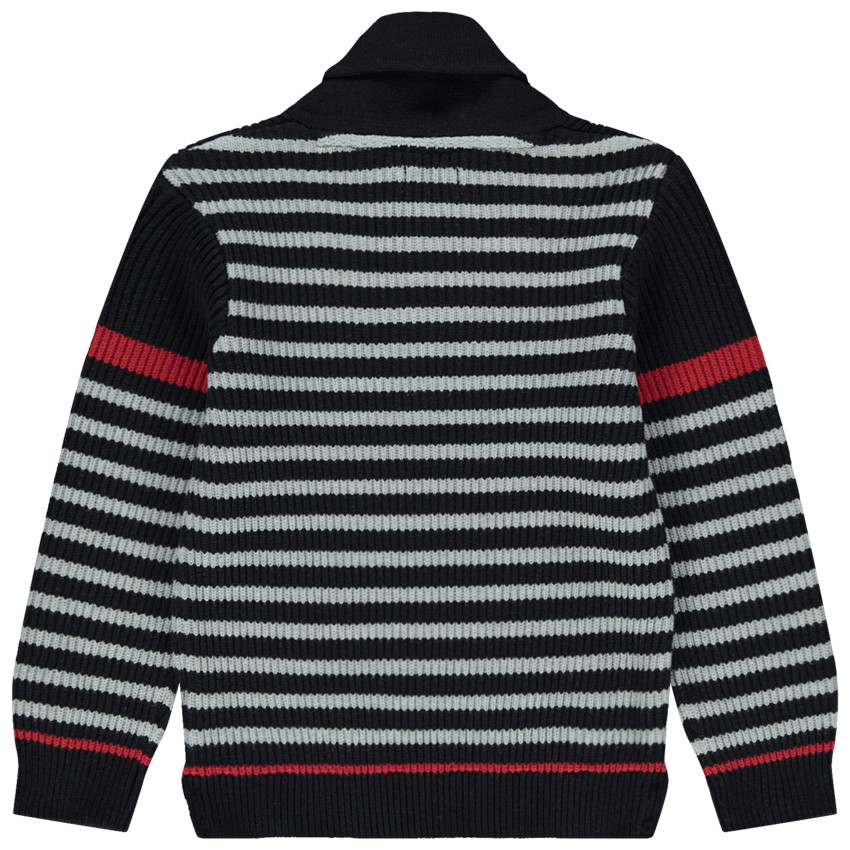Pull en maille côtelée à rayures et col châle  Additional Pull en maille côtelée à rayures et col châle