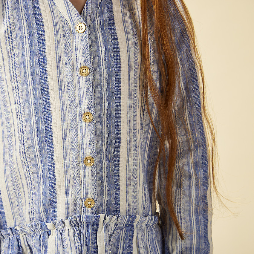 Ριγέ φόρεμα πουκάμισο με μακριά μανίκια για κορίτσι 