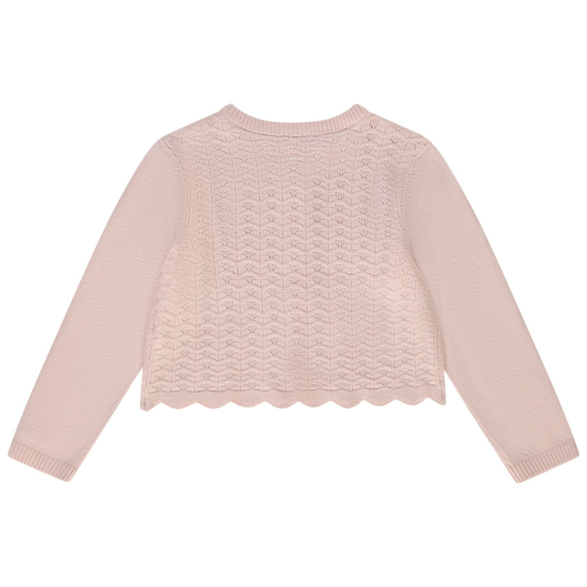 Ζακέτα κοντή από πλεκτό με σχέδιο αζούρ για bebe κορίτσι 