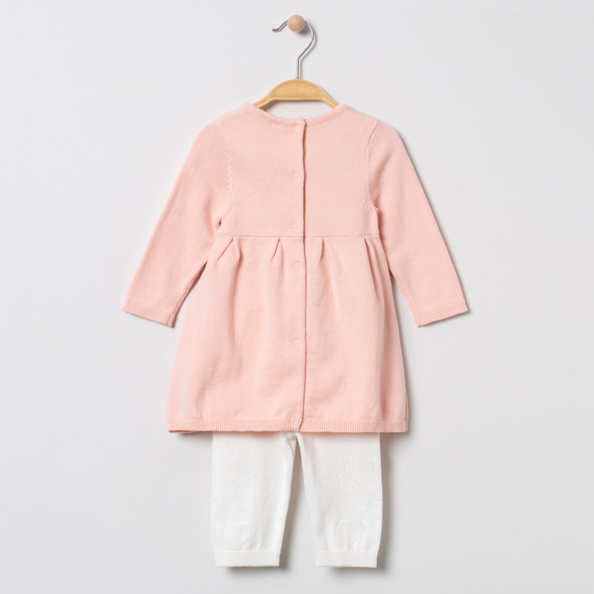 Ensemble avec robe en tricot et pantalon à coeurs 