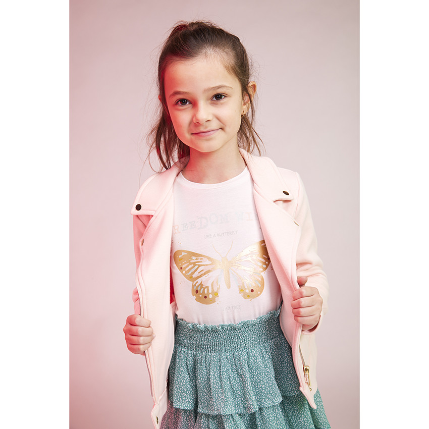 Φούστα κοντή με βολάν crépon με σχέδιο για κορίτσι 