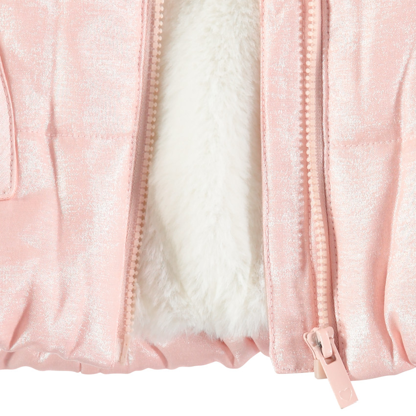 Μπουφάν effet satiné με επένδυση sherpa και φτερά σε ανάγλυφο 