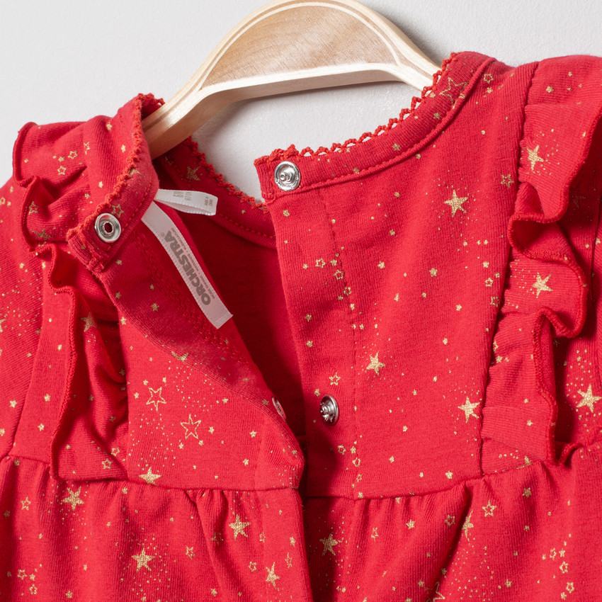 Τουνίκ μακρυμάνικο με αστέρια χρυσαφί σε όλη την επιφάνεια 