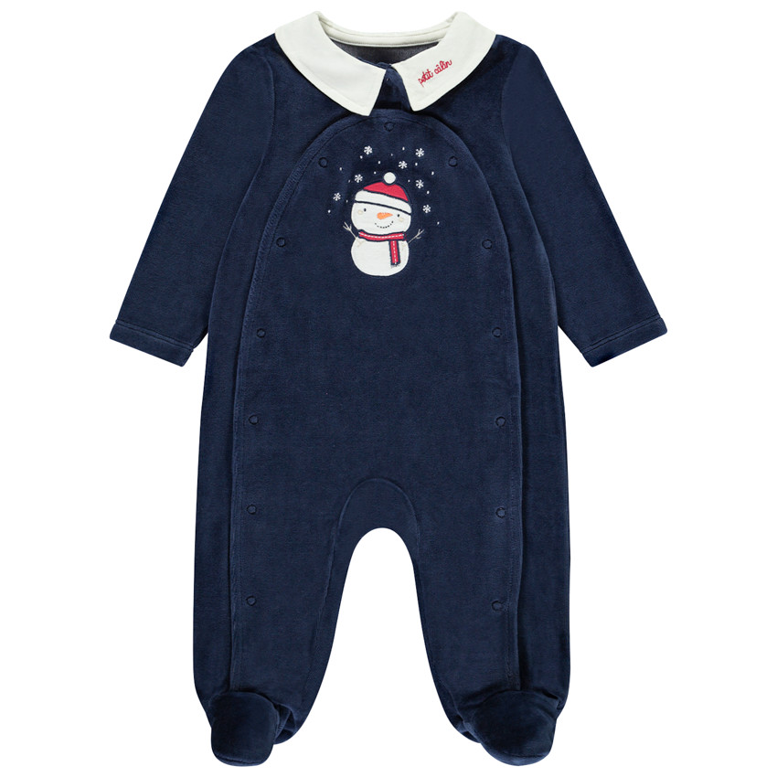 Φορμάκι από βελουτέ με κεντημένο γιακά για αγόρι. 