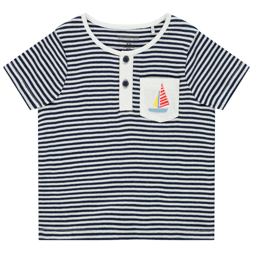 Κοντομάνικο μπλουζάκι με αντίθετο κουμπωτό για μωρό αγόρι 