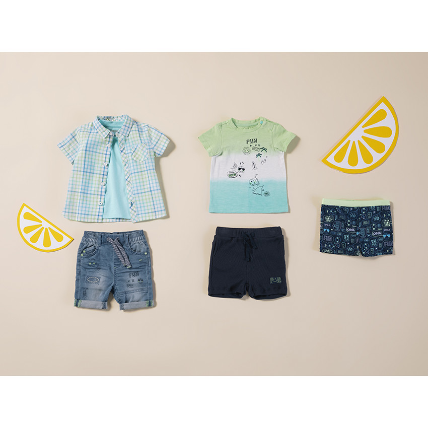 Βερμούδα jean ελαστικό με σχέδια Smiley Baby 