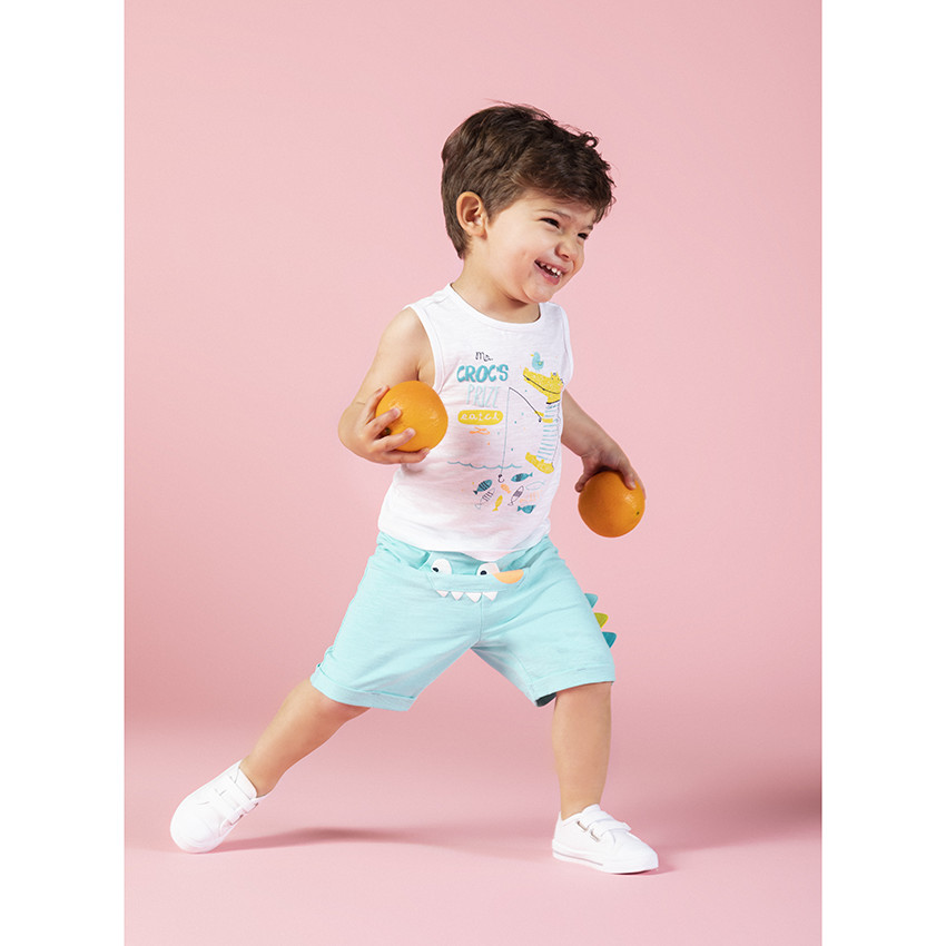 Σετ αμάνικο μπλουζάκι και βερμούδα σχέδιο κροκόδειλος 