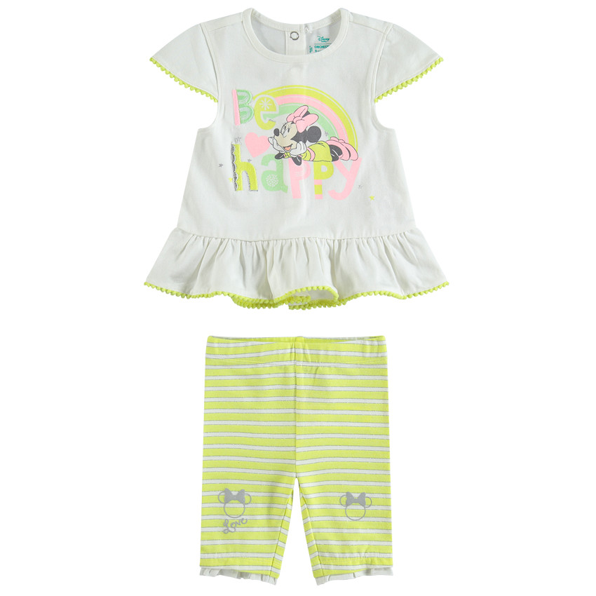 Σύνολο τουνίκ με στάμπα Μίνι και κοντό ριγέ κολάν 