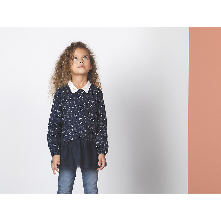 Τουνίκ με σχέδιο μακρυμάνικο effet 2 σε 1 για κορίτσι 