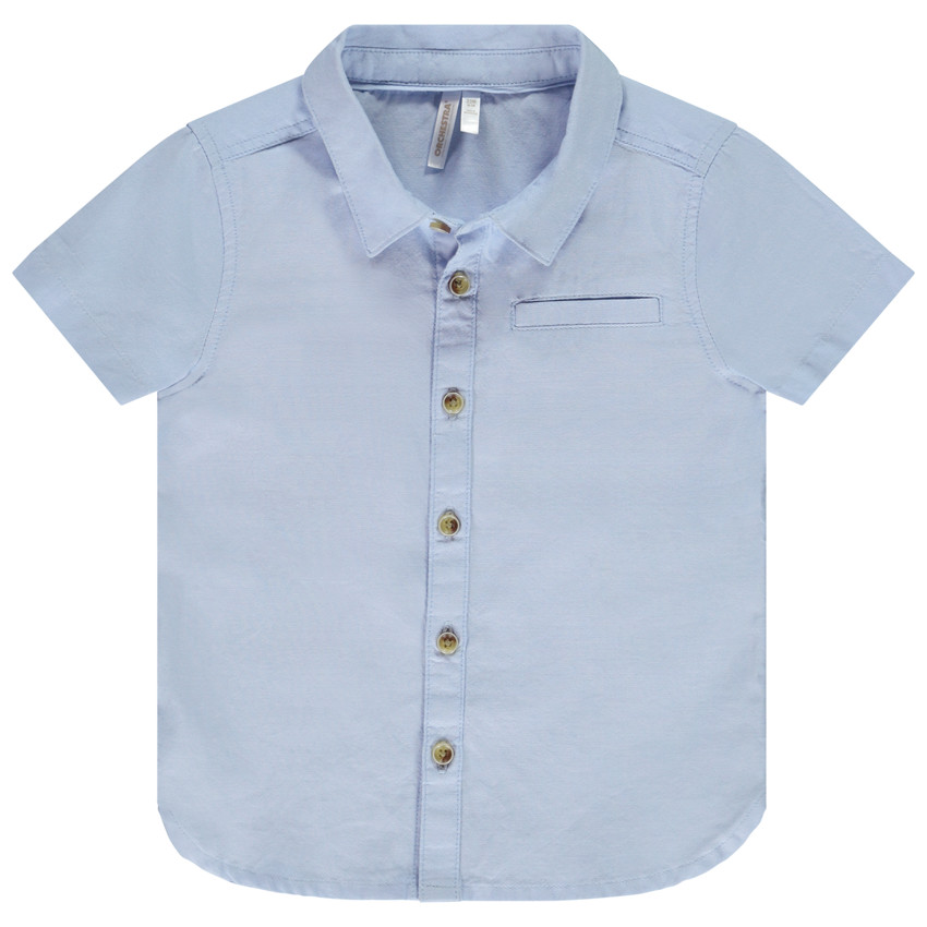 Πουκάμισο κοντομάνικο μονόχρωμο για μωρό αγόρι 