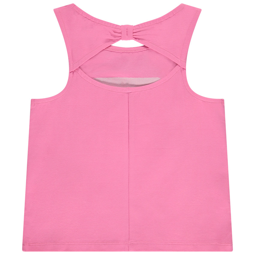 Μπλουζάκι αμάνικο print ananas και ajouré πλάτη για κορίτσι 