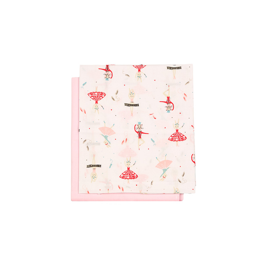 Σετ Σεντόνια 2τμχ Βαμβακερά Λίκνου 80x110εκ. Bolchoi Ροζ 