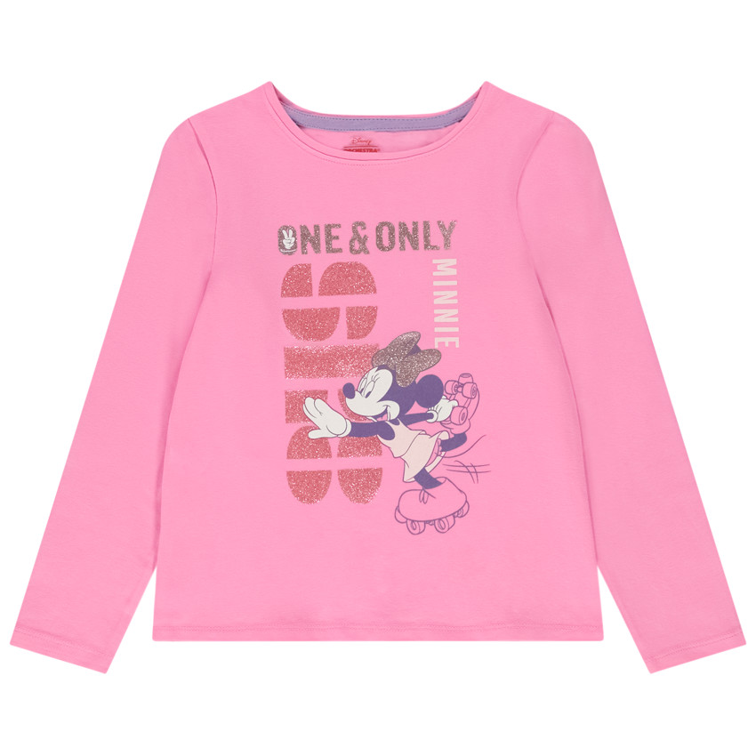 T-shirt μακρυμάνικο print glitter Minnie Disney για κορίτσι 
