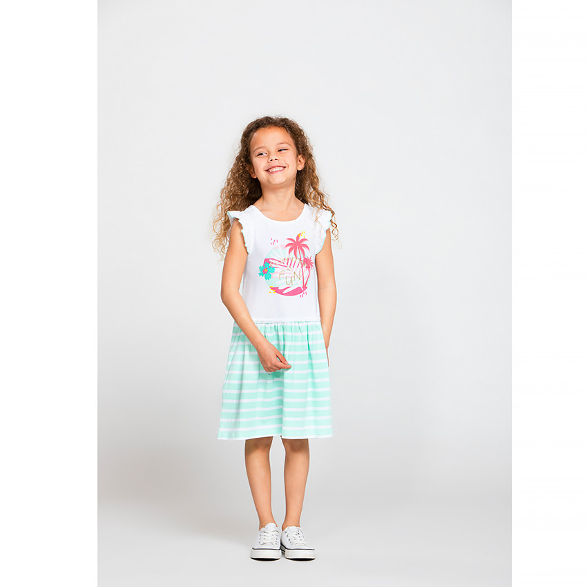 Robe de plage manches courtes volantées pour fille 