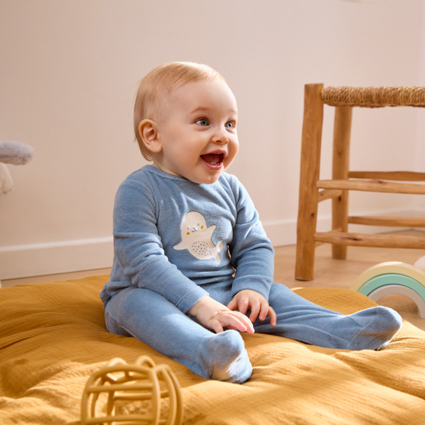 Φορμάκι βελουτέ με φαντεζί τύπωμα για bebe αγόρι 