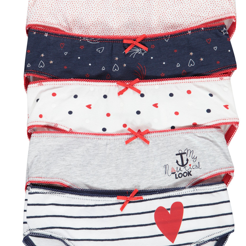 Σετ από 5 slip βαμβακερά με Φιόγκους και σχέδιο 