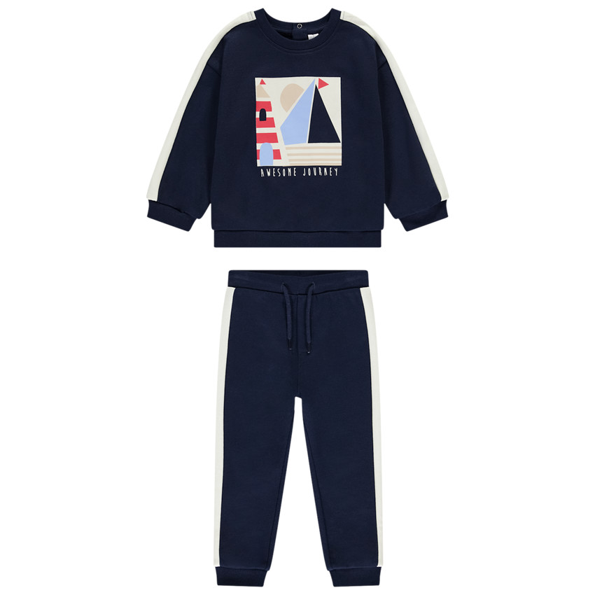 Ensemble jogging molleton print voilier pour bébé garçon 