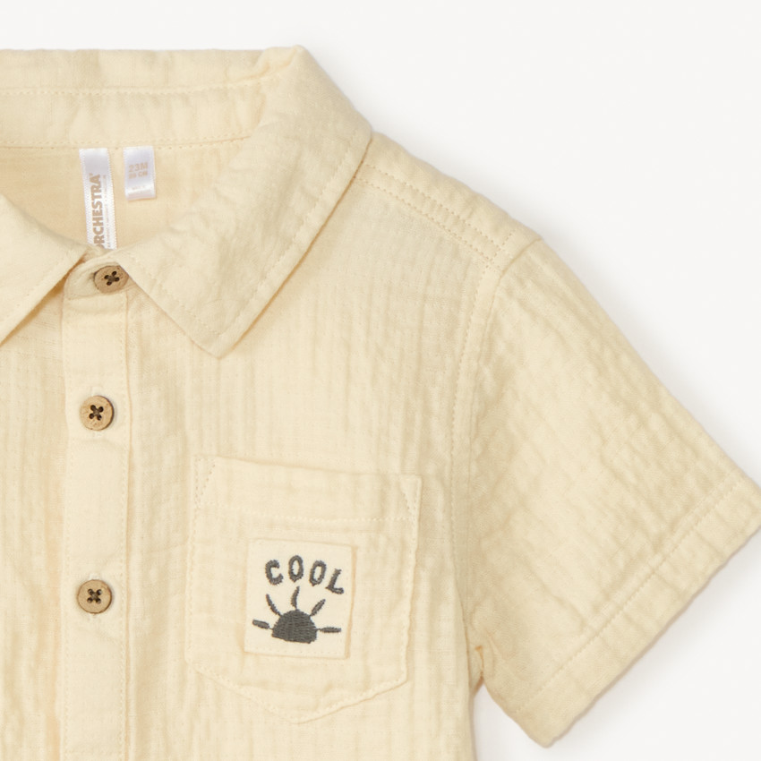 Πουκάμισο κοντό μανίκι από γάζα για μωρό αγόρι 