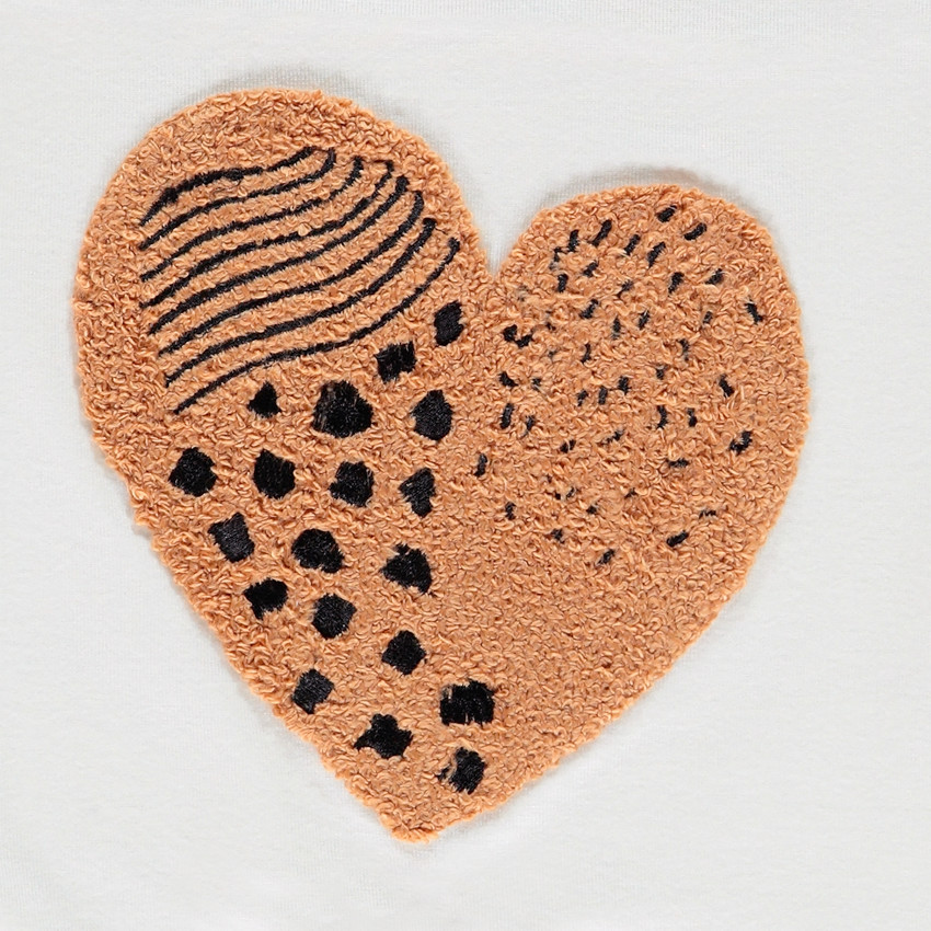 T-shirt μακρυμάνικο με καρδιά sherpa για κορίτσι 