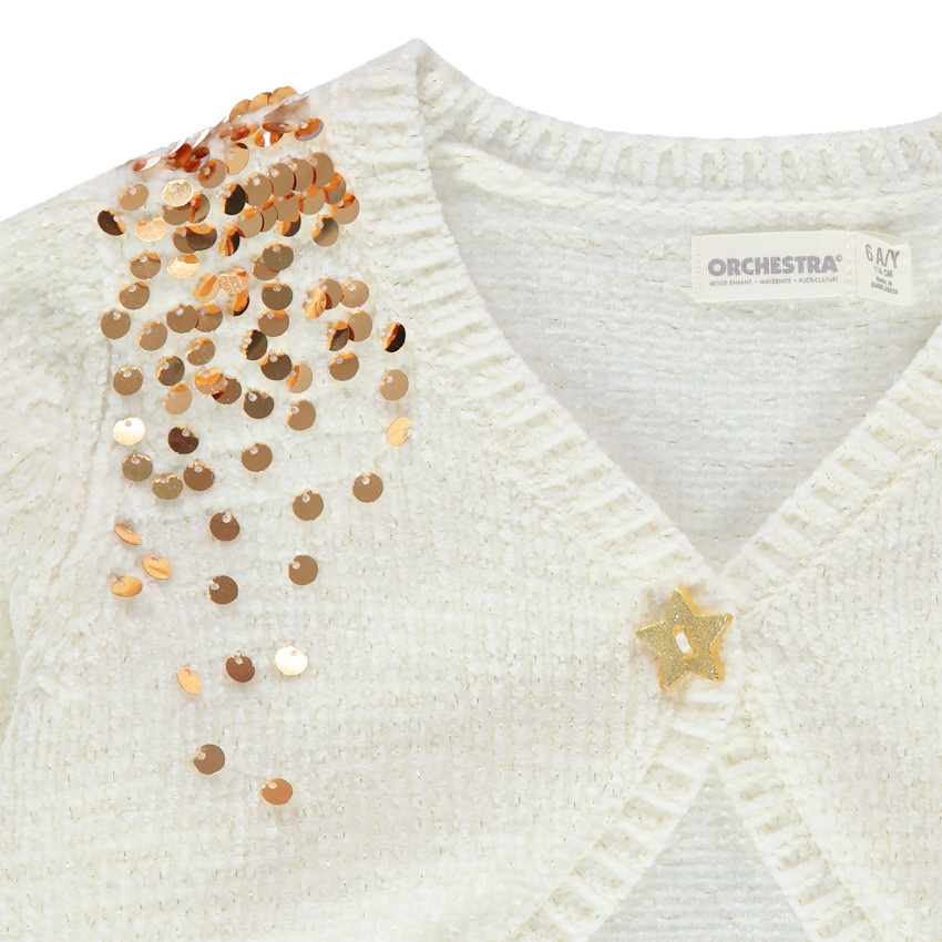 Boléro πλεκτό chenille με παγιέτες χρυσαφί 