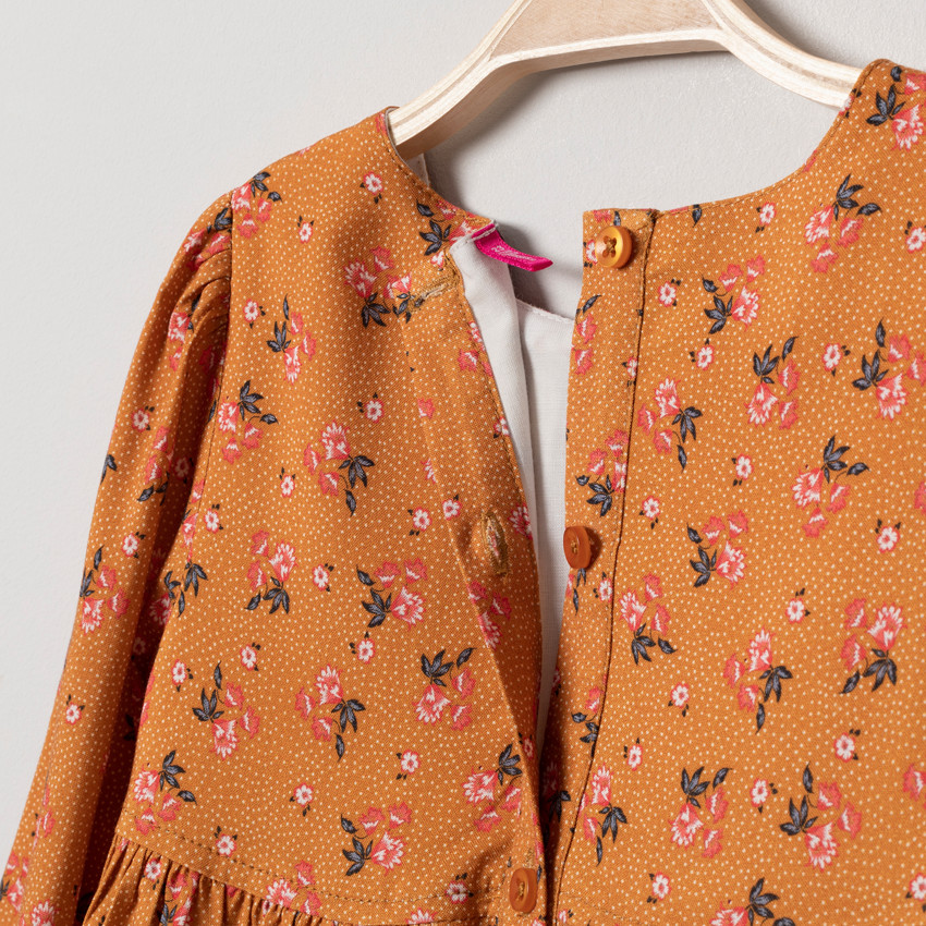 Robe manches longues à fleurs all-over 