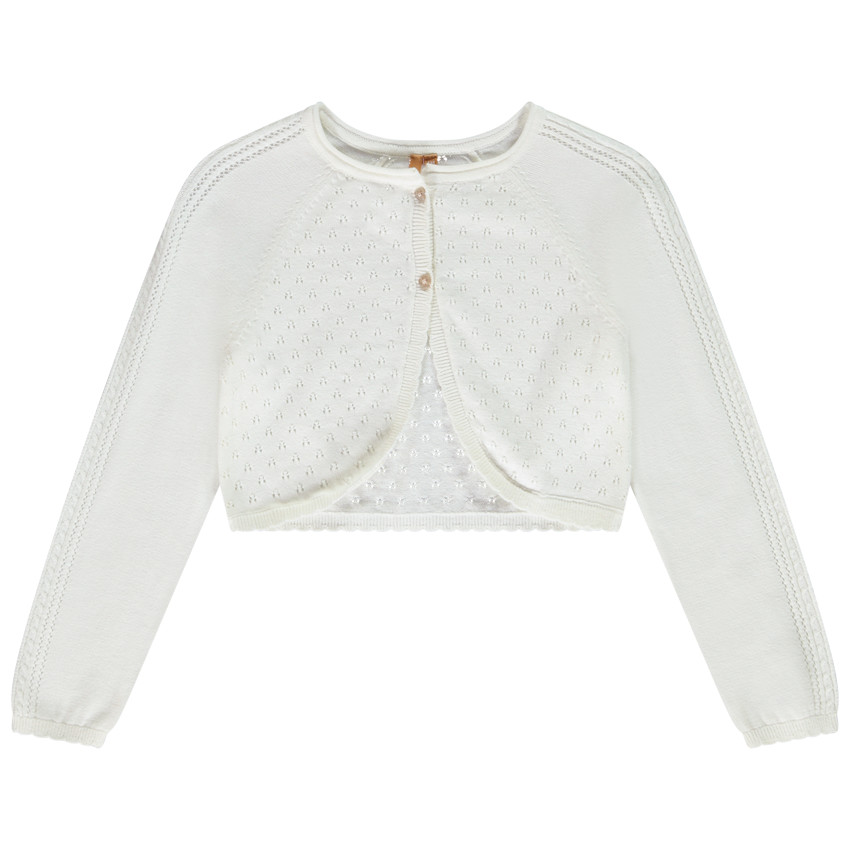 Ζακέτα μπολερό πλεκτό με αζούρ για κορίτσι 