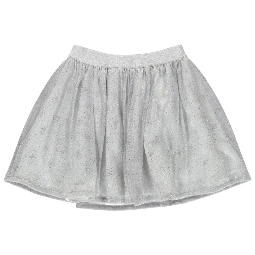 Φούστα skater από ασημένιο δίχτυ για κορίτσι 