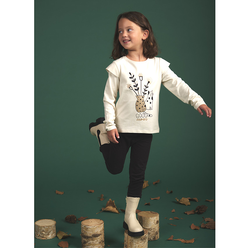 Jegging σε ύφασμα molleton μονόχρωμο για κορίτσι 