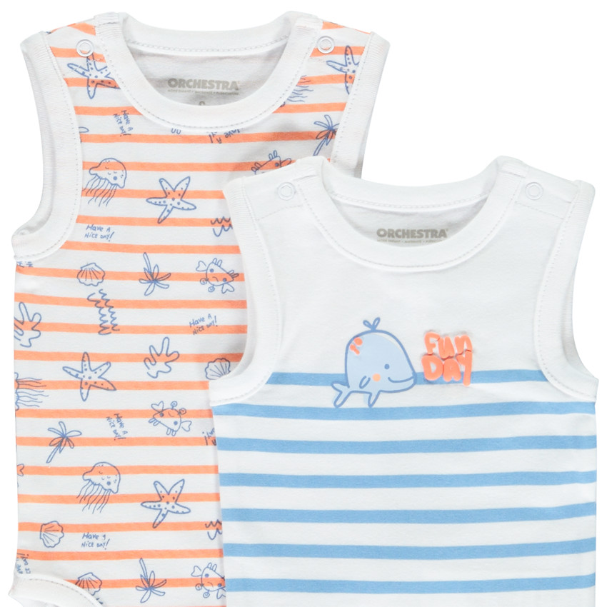 Σετ 5 bodies αμάνικα με σχέδιο ωκεανός για bebe αγόρι 